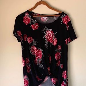 Twist-front floral top
